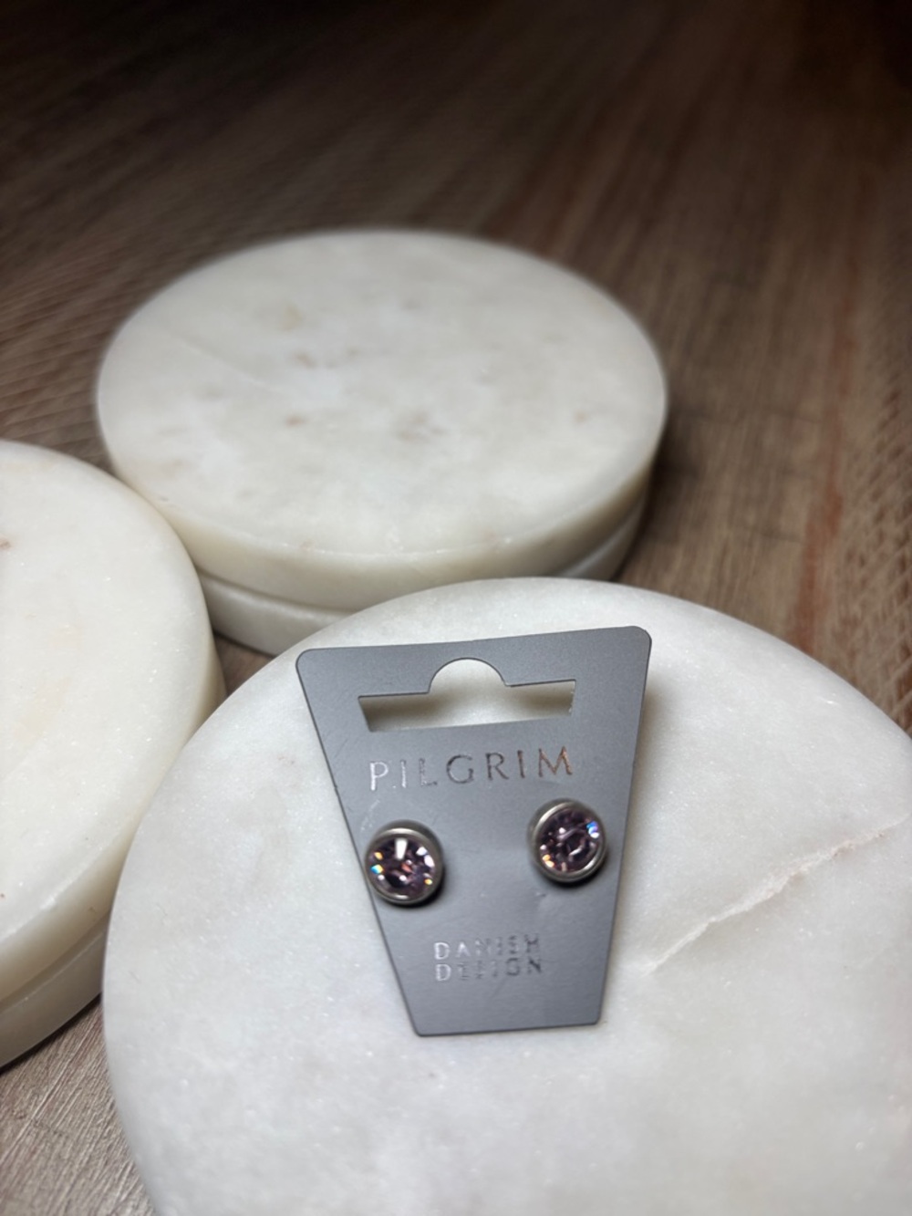 140 Pilgrim Round Crystal Stud Earrings - Pale Lavender